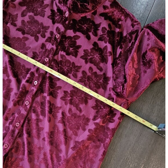 Marc New York Floral Burnout Velvet Button Up Top XL Whimsygoth Renaissance - Picture 5 of 8
